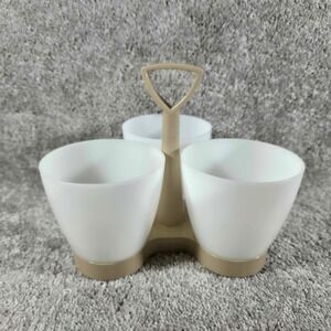 Tupperware Vintage Triple Condiment Server Caddy Holder with Handle
